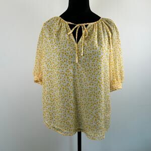 Joie Yellow Flower Blouse, Sheer, Sz M